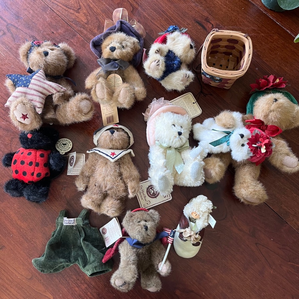 Vintage Boyds Bears Head Bean Collection Plush Lot Patriotic Sailor Ladybug 11pc
